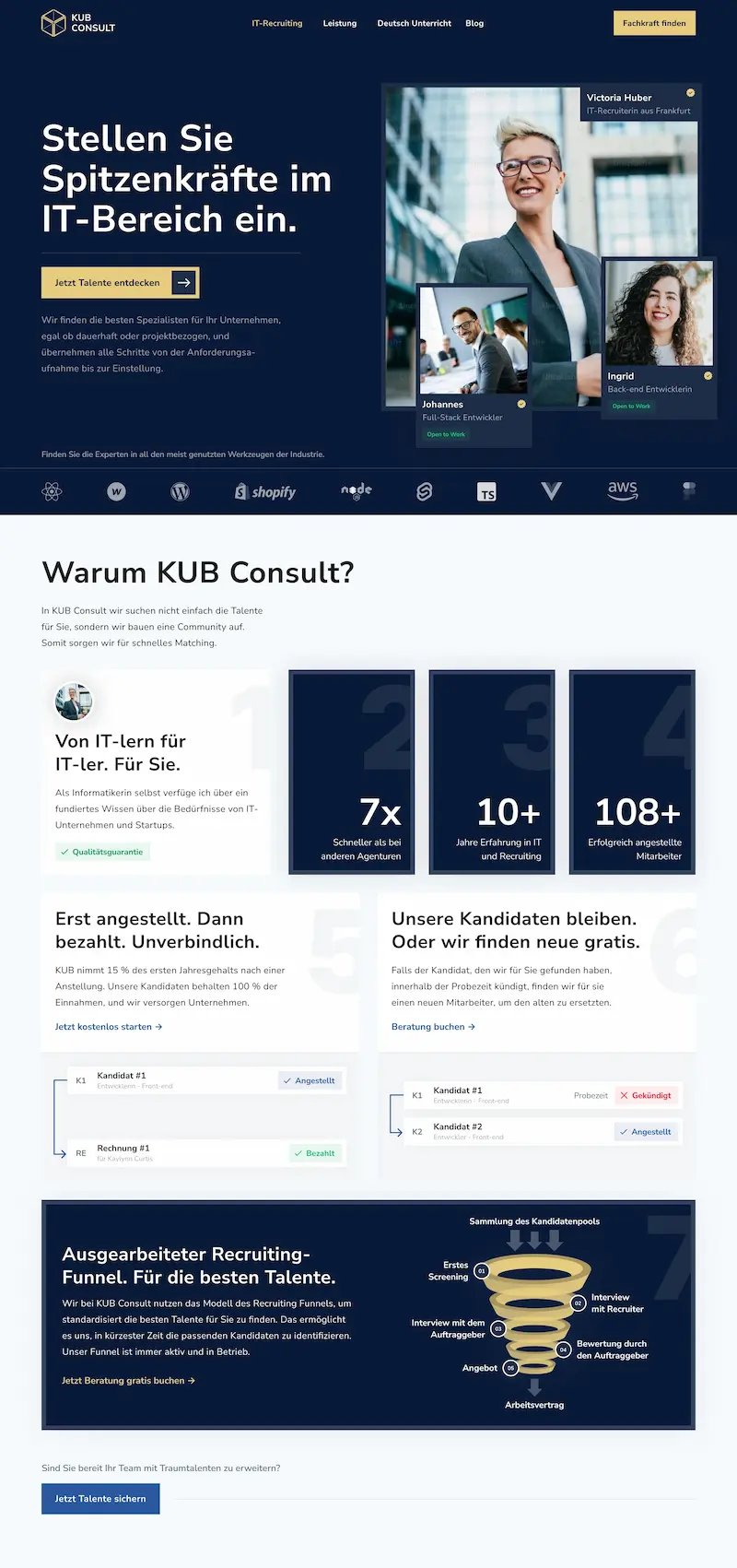 Homepage of an IT recruiting company's website